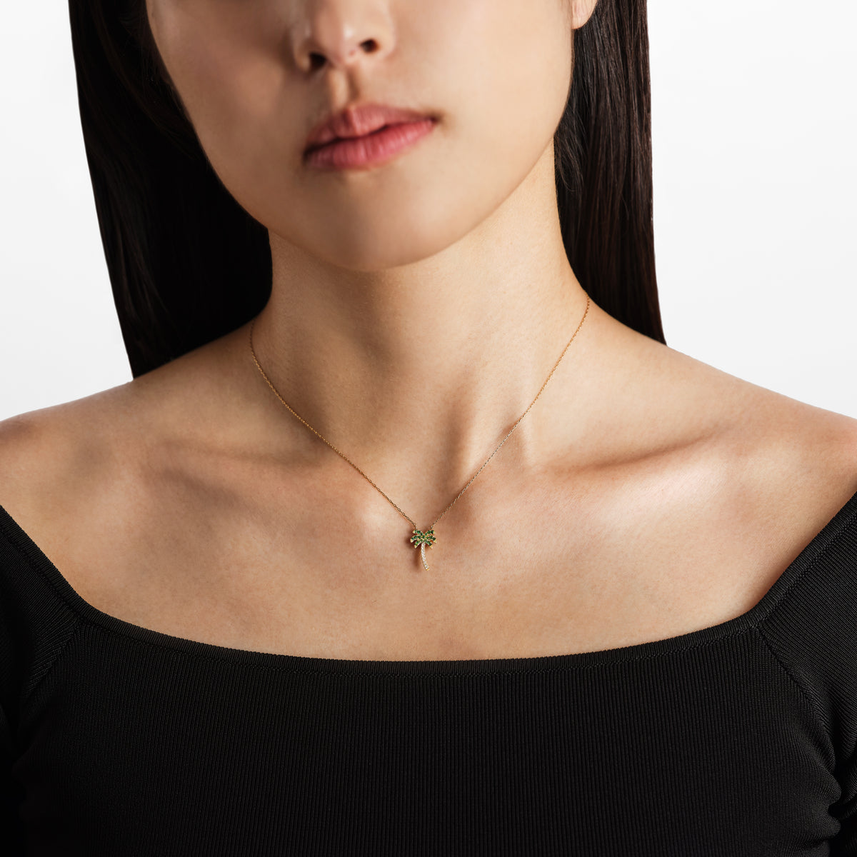 【美品】アリータ ヤシの木 ネックレストップ PALMERA エメラルド ALIITA公式通販】アリータ 9KYG チェーンネックレス パーム