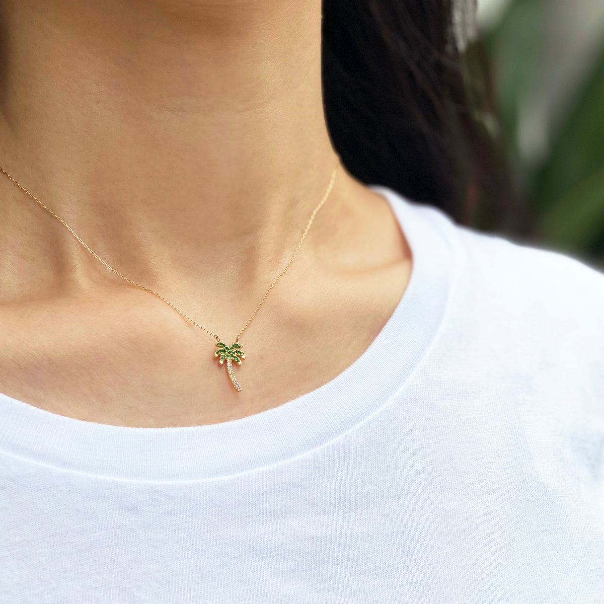【美品】アリータ ヤシの木 ネックレストップ PALMERA エメラルド ALIITA公式通販】アリータ 9KYG チェーンネックレス パーム