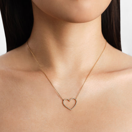 Diamond Open Heart Necklace S